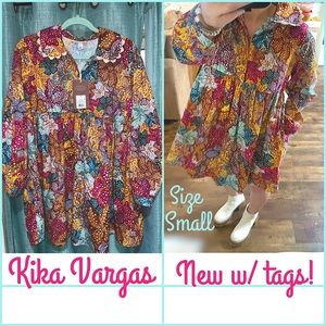 Ne with w tags! Kika Vargas scallop bib babydoll button up dress , small.